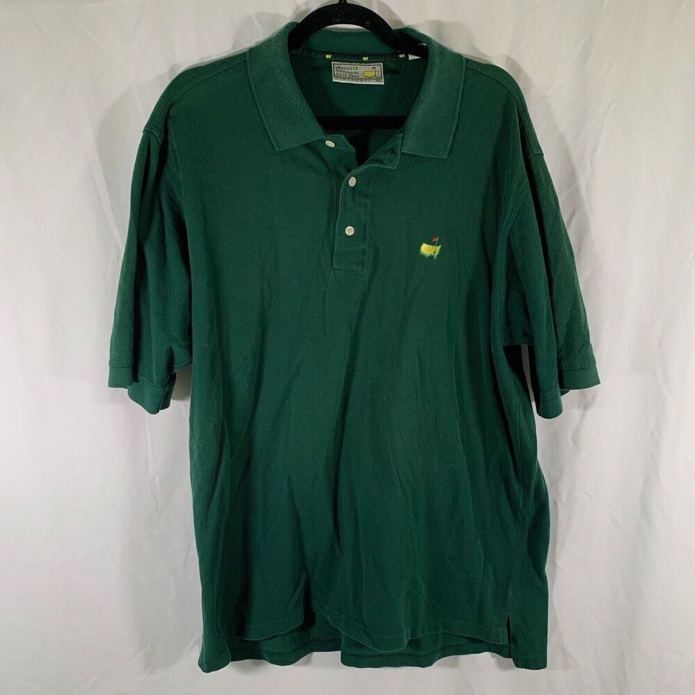 Slazenger Masters Polo Shirt Men's XL Green Augusta Button Short Sleeve Cotton